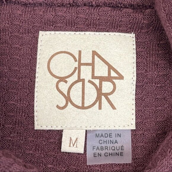 Chaser Waffle Knit Thermal Thumbhole Drop Shoulder Kanga Pocket Pullover Hoodie - Picture 3 of 8